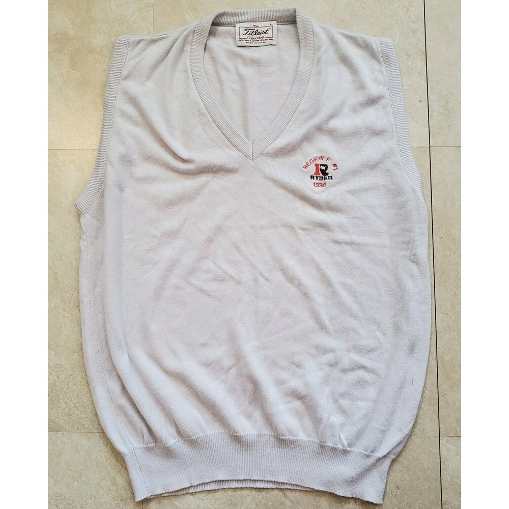 Vtg‎ Titleist Collection Cotton V Neck Sweater Vest Region F #1 Ryder 1986 USA